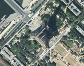Vue aérienne de la tour Eiffel