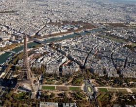 Vue aérienne tour Eiffel
