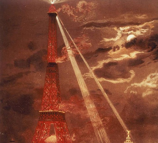 Tour Eiffel illuminée pendant l'Exposition universelle de 1889