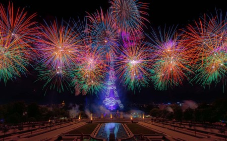 Photo du feu d'artifice à la tour Eiffel