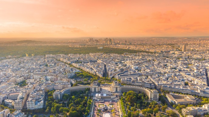 Vue sommet coucher de soleil
