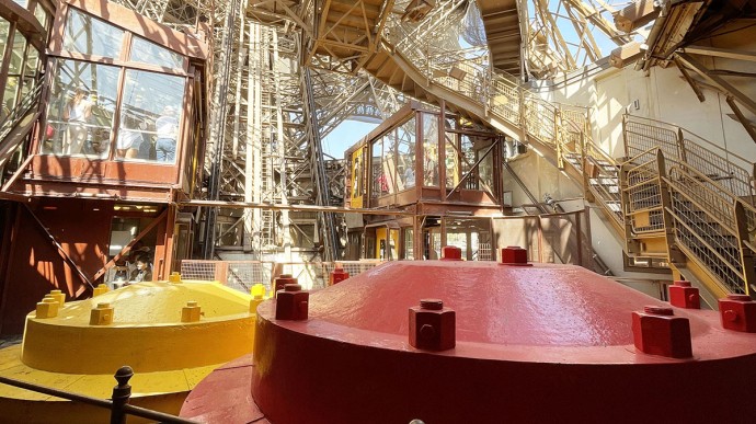 View of elevator machinery components